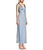 Midnight Doll Satin V-Neck Sleeveless Back Drape Dress - Image 3