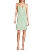 Midnight Doll Sequin Beaded Floral Patterned Mesh Rhinestone Strap Above Knee Dress - Image 1