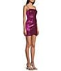 Color:Cerise Fuchsia - Image 3 - Sequin Faux Wrap Mini Dress