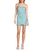Color:Aqua - Image 1 - Sequin Faux Wrap Mini Dress