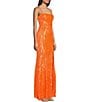 Color:Neon Orange - Image 3 - Sequin Lace-Up Back Front Slit Long Dress