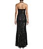 Midnight Doll Sequin Patterned Mesh Halter Neck Side Slit Long Dress - Image 2