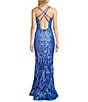Midnight Doll Sequin Patterned Mesh V-Neck Long Dress - Image 2