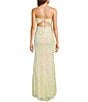 Midnight Doll Sequin Patterned Scoop Neck Side Slit Dress, Color:Pale Yellow - Image 2