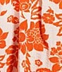 Color:Ivory/Orange - Image 3 - Short Sleeve Floral Print Front Tie Front Tiered Dress