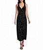 Midnight Doll Sleeveless Drape-Back Embossed Satin Dress - Image 1