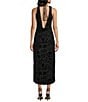 Midnight Doll Sleeveless Drape-Back Embossed Satin Dress - Image 2