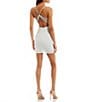 Color:White/Silver - Image 3 - Sleeveless Ruched-Front Metallic-Knit Sheath Dress