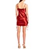 Color:Auburn - Image 3 - Sleeveless Ruched-Side Slip Satin Dress