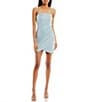 Color:Powder Blue - Image 1 - Sleeveless Shimmer Faux-Wrap Mini Sheath Dress