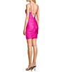 Color:Hot Pink - Image 4 - Slinky Knit Square Neck Mini Dress
