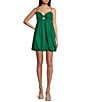 Color:Gucci Green - Image 1 - Spaghetti Strap Bow Cut Out Bodice Bubble Hem Dress