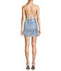 Midnight Doll Spaghetti Strap Placement Sequin Strappy Back Bodycon Mini Dress, Color:Blue/Multi - Image 2