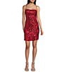 Midnight Doll Spaghetti Strap Placement Sequin Strappy Back Bodycon Mini Dress - Image 1