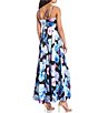 Color:Black/Blue - Image 3 - Spaghetti Strap Scoop Neck Floral Satin Ball Gown