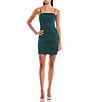 Color:Green Multi - Image 1 - Spaghetti Strap Square Neck Glitter Ruched Dress