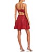 Color:Red - Image 2 - Spaghetti Strap Surplice V-Neck Glitter Knit Fit-and-Flare Dress
