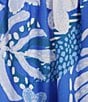 Color:Blue/Dark Blue - Image 3 - Spaghetti Strap Tie Printed Lawn Smocked Bodice Tiered Midi Dress