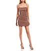 Color:Toffee - Image 1 - Square Neck Glitter Knit Ruched Pull-on Dress