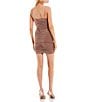 Color:Toffee - Image 2 - Square Neck Glitter Knit Ruched Pull-on Dress