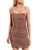 Color:Toffee - Image 3 - Square Neck Glitter Knit Ruched Pull-on Dress