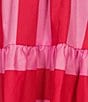 Midnight Doll Stretch Poplin Short Sleeve Striped Dress, Color:Pink Red - Image 3