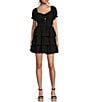 Color:Black - Image 1 - Sweetheart Emb Lawn Tiered Ruffle Dress