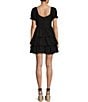 Color:Black - Image 2 - Sweetheart Emb Lawn Tiered Ruffle Dress
