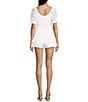 Midnight Doll Sweetheart Neck Short Puff Sleeve Tiered Lace Romper, Color:White - Image 2