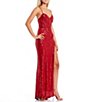 Color:Red - Image 3 - V-Neck Cross Back Strap Side Slit Sequin Dress