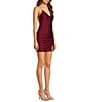 Midnight Doll V-Neck Rhinestone Strap Ruched Side Slit Bodycon Dress - Image 3