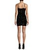 Color:Black - Image 2 - Velvet Sequin Feather Trim Bodycon Mini Dress