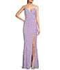Color:Lavender - Image 1 - Velvet Sequin Open Back Mermaid Gown