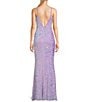 Color:Lavender - Image 2 - Velvet Sequin Open Back Mermaid Gown
