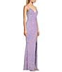 Color:Lavender - Image 3 - Velvet Sequin Open Back Mermaid Gown