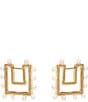 Color:White/Gold - Image 1 - Ikram Freshwater Pearl Hoop Earrings