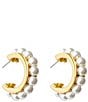 Color:White/Gold - Image 1 - Wynnie Pearl Hoop Earrings