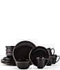 Color:Black - Image 1 - Barrett Black Collection 16-Piece Dinnerware Set