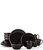 Mikasa Barrett White 16-Piece Dinnerware Set, Color:Black - Image 1
