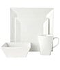 Color:White - Image 2 - Delray White Square 16-Piece Dinnerware Set, Service for 4