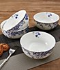 Color:White/Blue - Image 3 - Kaia Platinum Chinoiserie All-Purpose Bowls, Set of 4