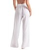 Mimi Flamingo Mima Flamingo Bliss Gauze Vista Solid Wide Leg Elastic Drawstring Pull-On Pants Swim Cover-Up, Color:White - Image 2