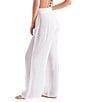Mimi Flamingo Mima Flamingo Bliss Gauze Vista Solid Wide Leg Elastic Drawstring Pull-On Pants Swim Cover-Up, Color:White - Image 3