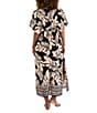 Mimi Flamingo Dylan Palm Leaf Print Plunge Neck Midi Caftan Swim Cover-Up, Color:Sonder - Image 2