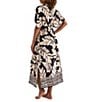 Mimi Flamingo Dylan Palm Leaf Print Plunge Neck Midi Caftan Swim Cover-Up, Color:Sonder - Image 3