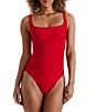 Mimi Flamingo Harper Solid Square Neck Tank One Piece Swimsuit - Image 1