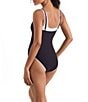 Mimi Flamingo Layered Solids Drift Scoop Neck One Piece Swimsuit, Color:Black/White - Image 2