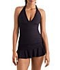 Mimi Flamingo Soleil Solids Sonny V-Neck Ruffle Trim Halterkini Swim Top - Image 3