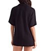 Mimi Flamingo Vista Button Front Shirt Swim Cover-Up, Color:Black - Image 2