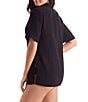 Mimi Flamingo Vista Button Front Shirt Swim Cover-Up, Color:Black - Image 3